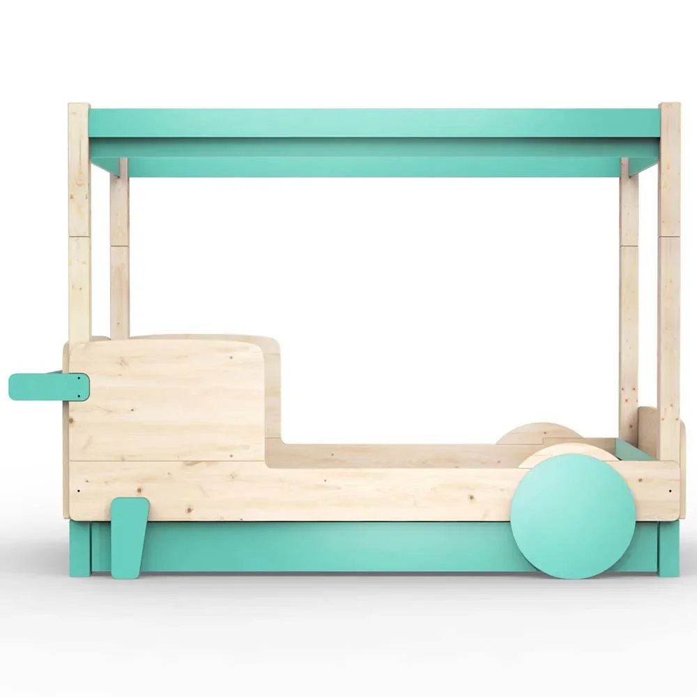 "Mathy by Bol's four -poster bed "Discovery" with bed drawer, Color elements: Light Green image"