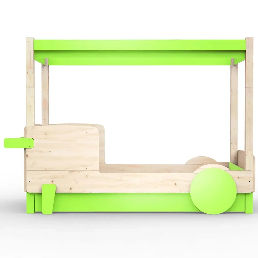 Mathy by Bol's four -poster bed "Discovery" with bed drawer, Color elements: Apple Green
