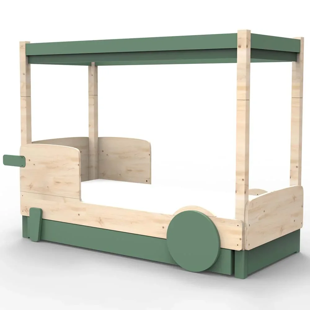 "Mathy by Bol's four -poster bed "Discovery" with bed drawer, Color elements: Jungle Green image"