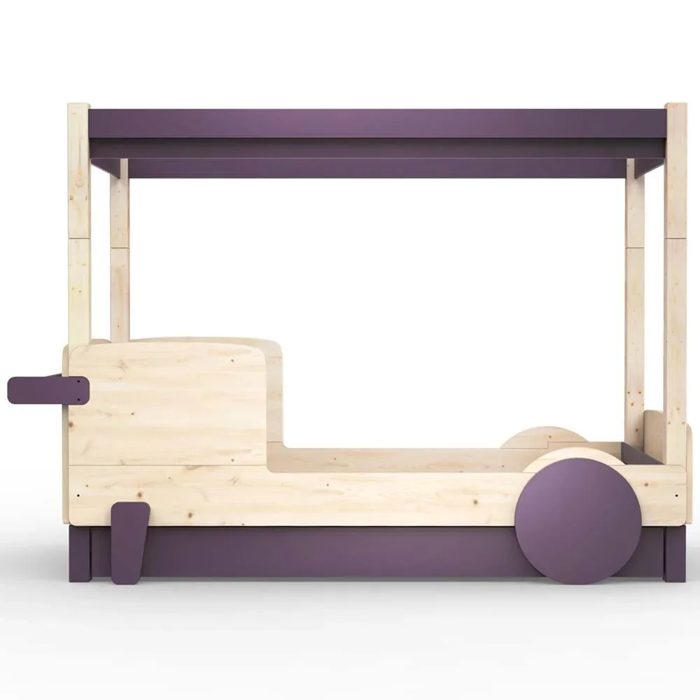 "Mathy by Bol's four -poster bed "Discovery" with bed drawer, Color elements: Cuberdon Purple image"