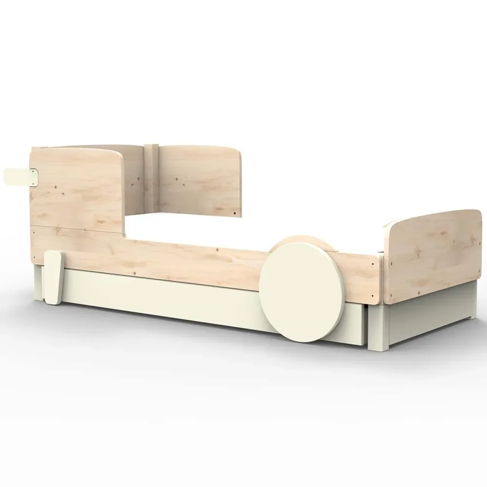 "Mathy by Bol's single bed "Discovery" with bed drawer, Color elements: beige ivory image"