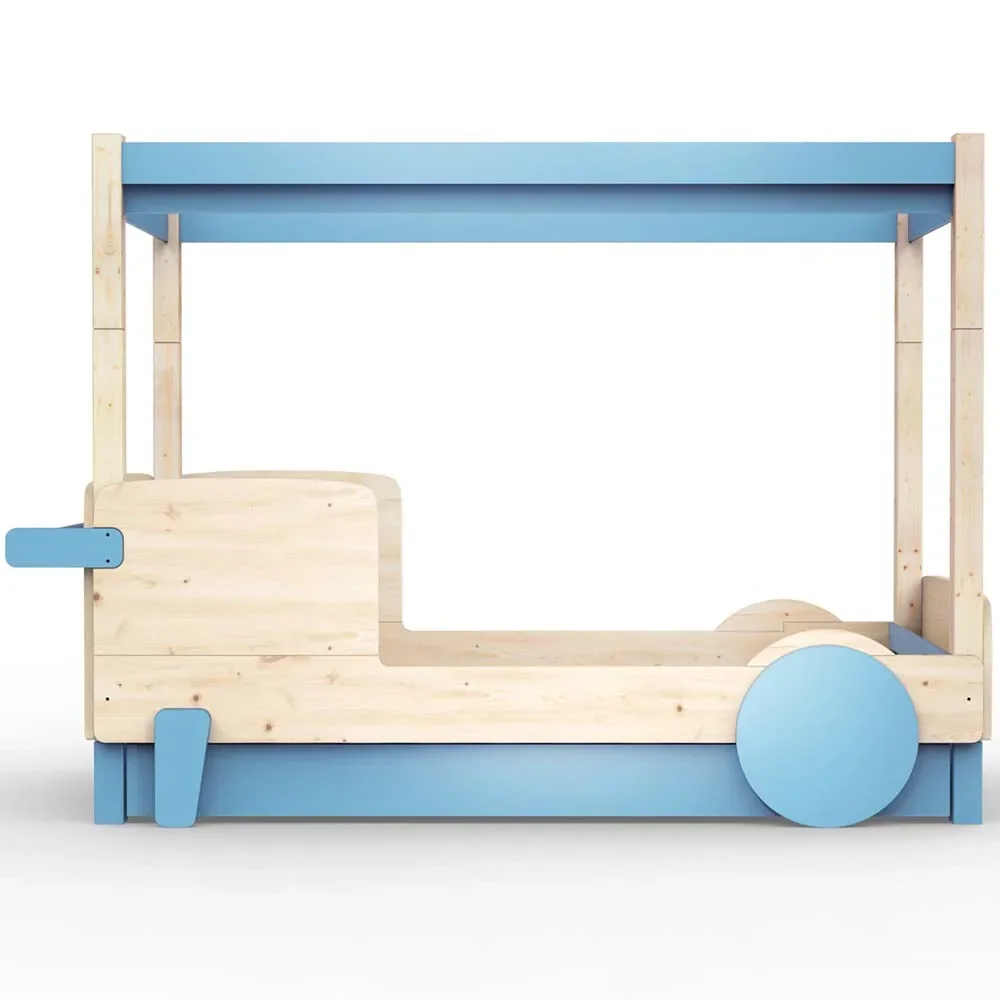"Mathy by Bol's four -poster bed "Discovery" with bed drawer, Color elements: Azur Blue image"