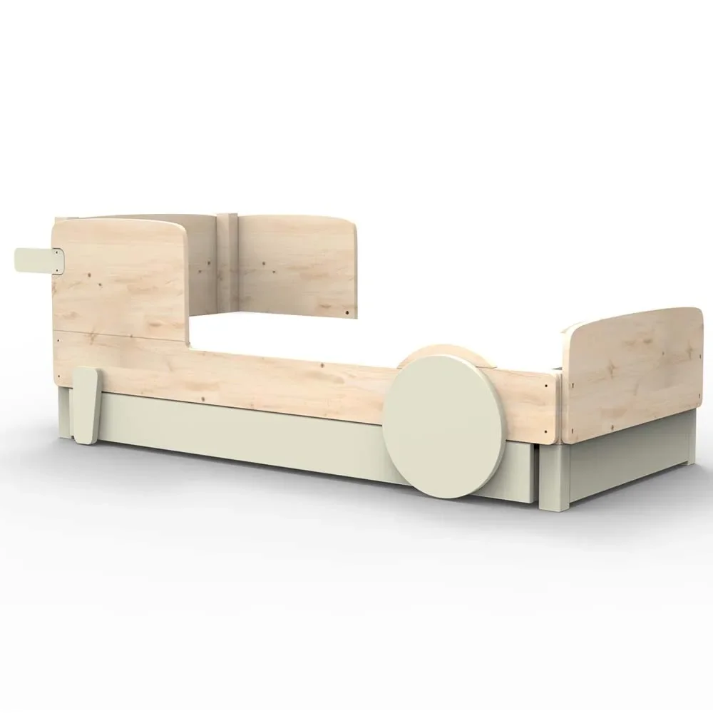 Mathy by Bol's single bed "Discovery" with bed drawer, Color elements: raw