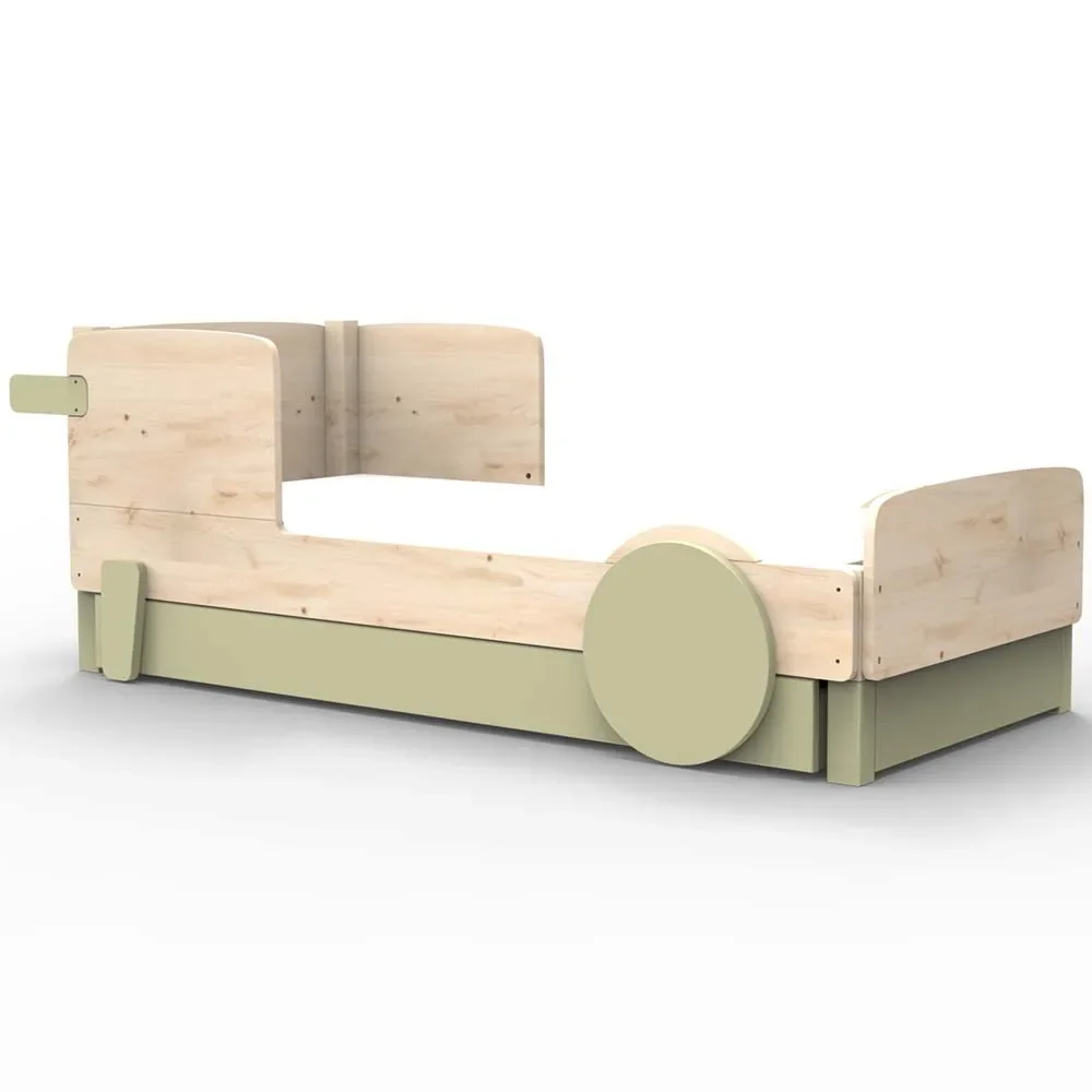 "Mathy by Bol's single bed "Discovery" with bed drawer, Color elements: Moss Gray image"