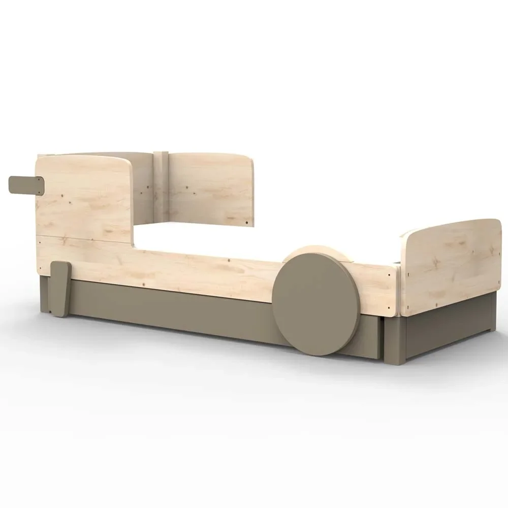 Mathy by Bol's single bed "Discovery" with bed drawer, Color elements: mole