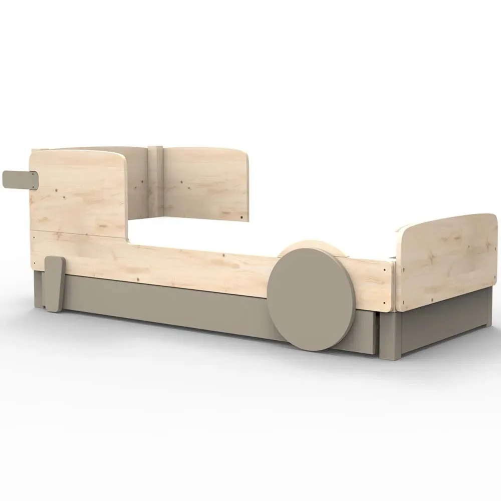 "Mathy by Bol's single bed "Discovery" with bed drawer, Color elements: linen image"