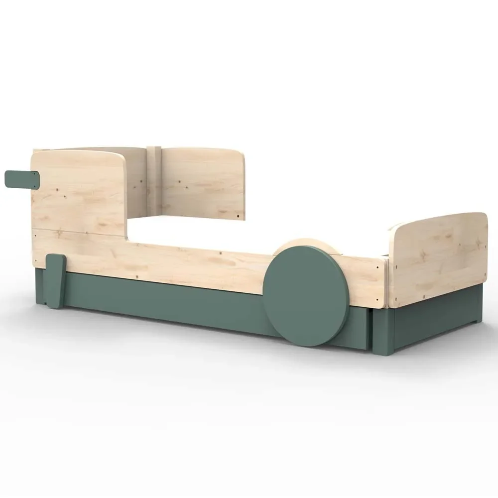 "Mathy by Bol's single bed "Discovery" with bed drawer, Color elements: Thunderstorm image"