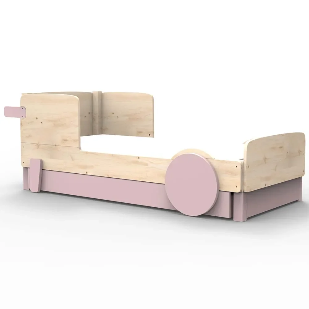 "Mathy by Bol's single bed "Discovery" with bed drawer, Color elements: Winter pink image"