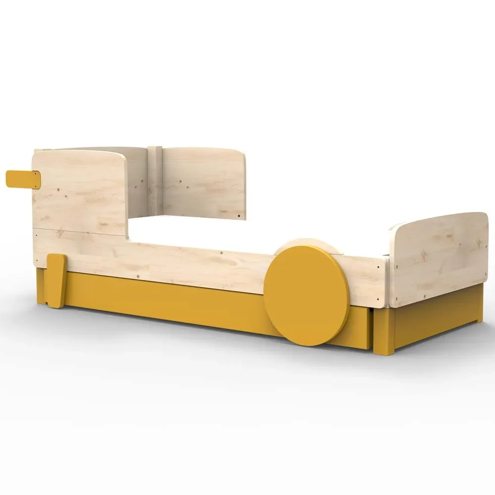 "Mathy by Bol's single bed "Discovery" with bed drawer, Color elements: ocher image"
