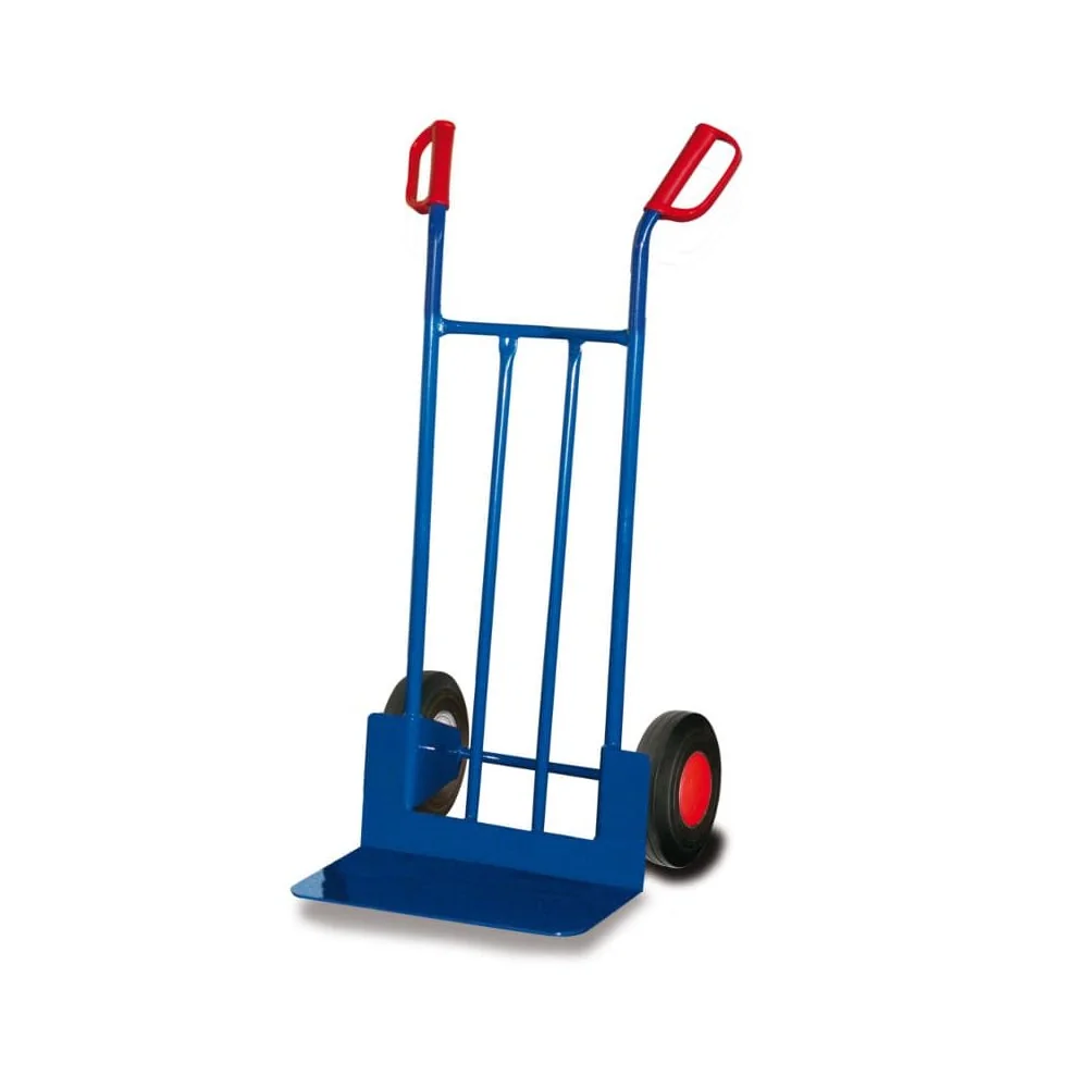 "Heavy Duty Steel Hand Truck - 250 kg Capacity, Solid Rubber Tires, Large Toe Plate image"
