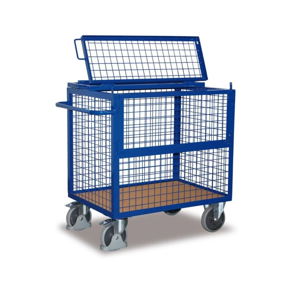 "Wire Mesh Box Wagon with Lid Type M + EasySTOP image"