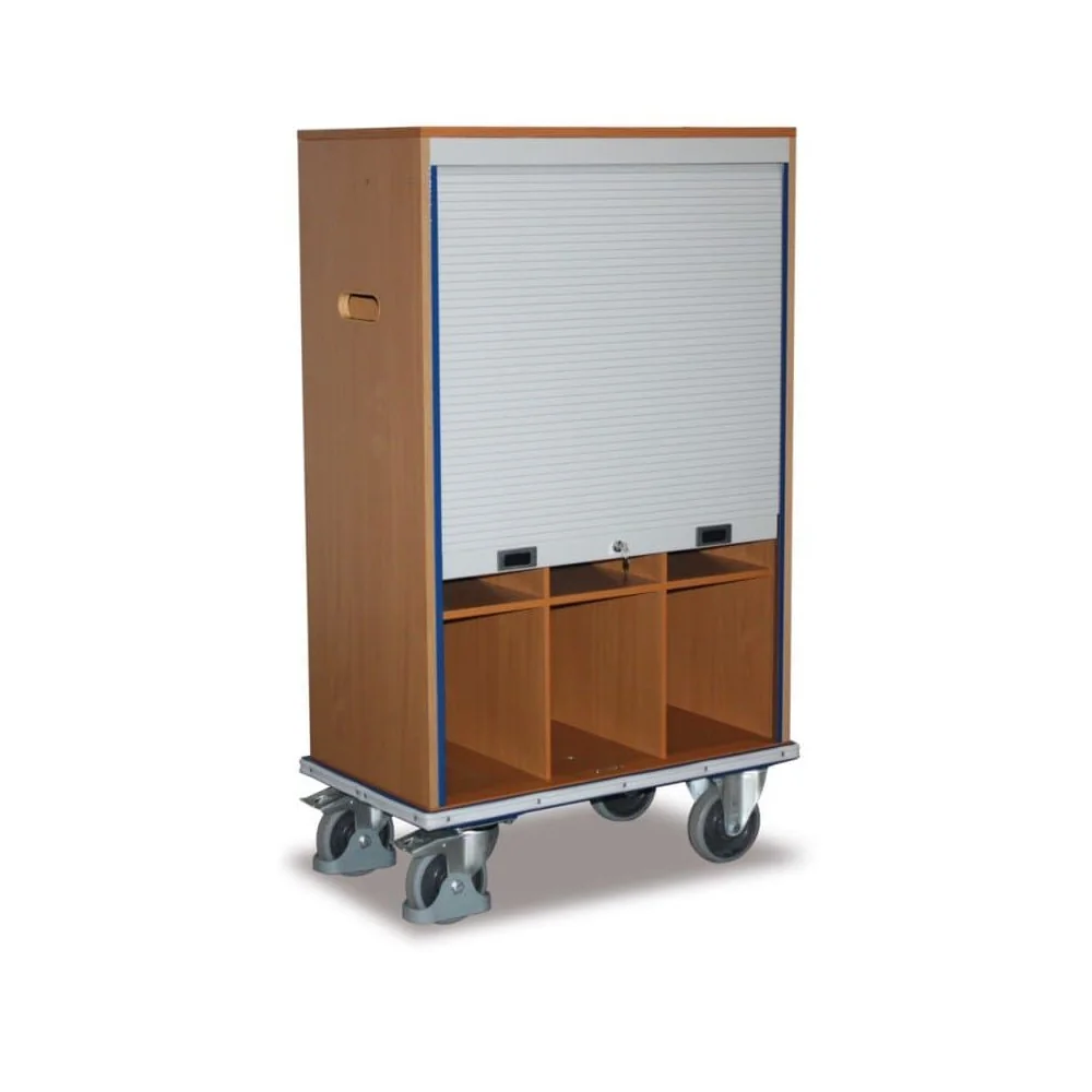 "Locking File Cabinet on Wheels, 9 Compartments, Office Rolling Cart image"
