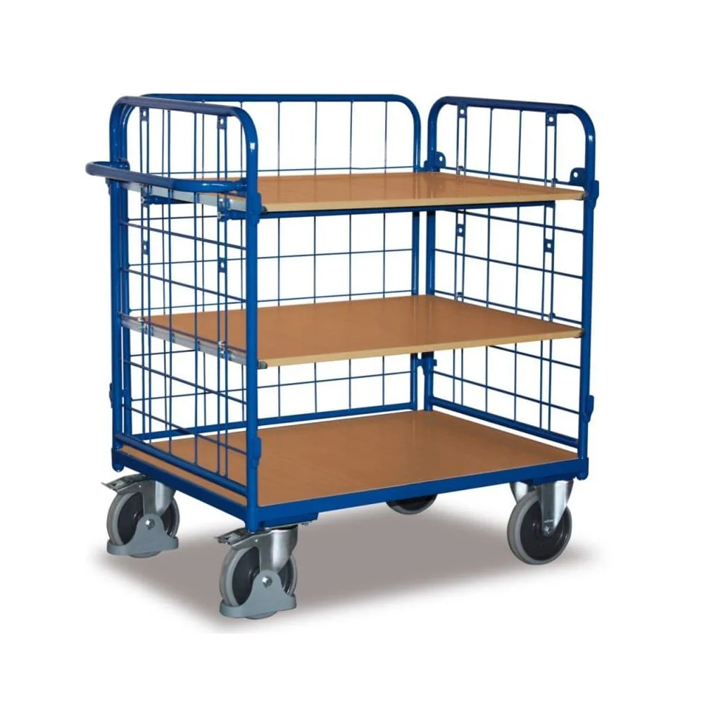 "Industrial Trolley with 3 Shelves, 500 kg Capacity, Easy Stop image"
