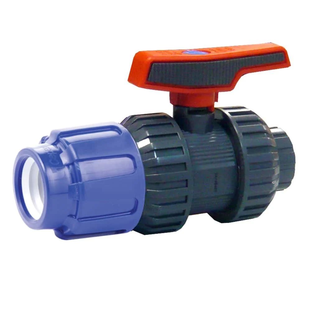 PE Pipe Fitting with Ball Valve 20mm 1/2" PP Compression