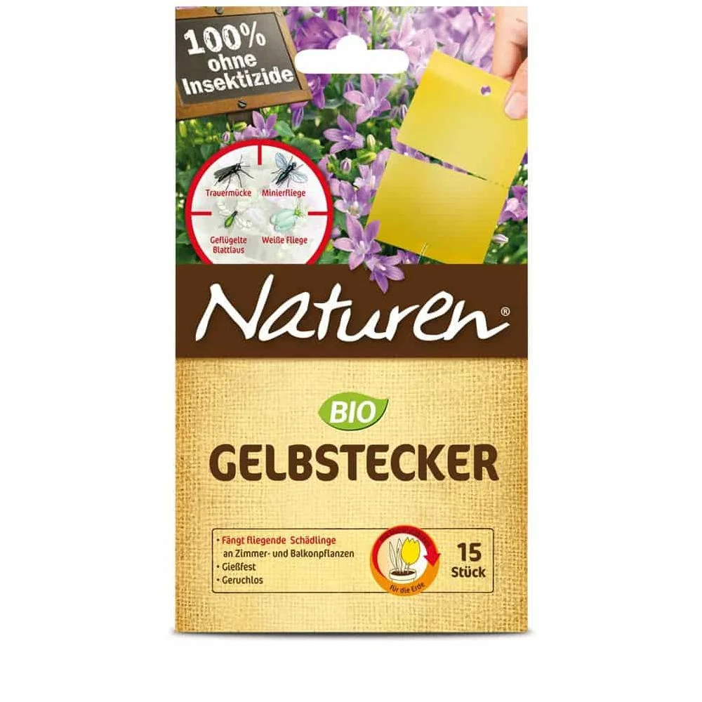 "Fungus Gnat Traps - 15 Plant Stakes for Indoor Gnat Control image"