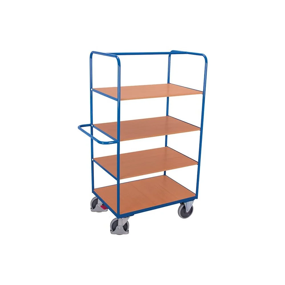 "Mobile Shelf Cart with 3 Folding Shelves & EasySTOP image"
