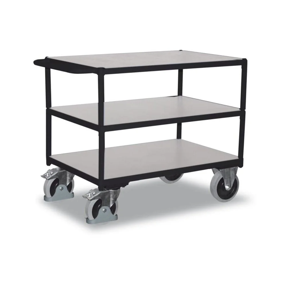 "Heavy-duty ESD table cart with 3 loading surfaces Type M + EasySTOP image"