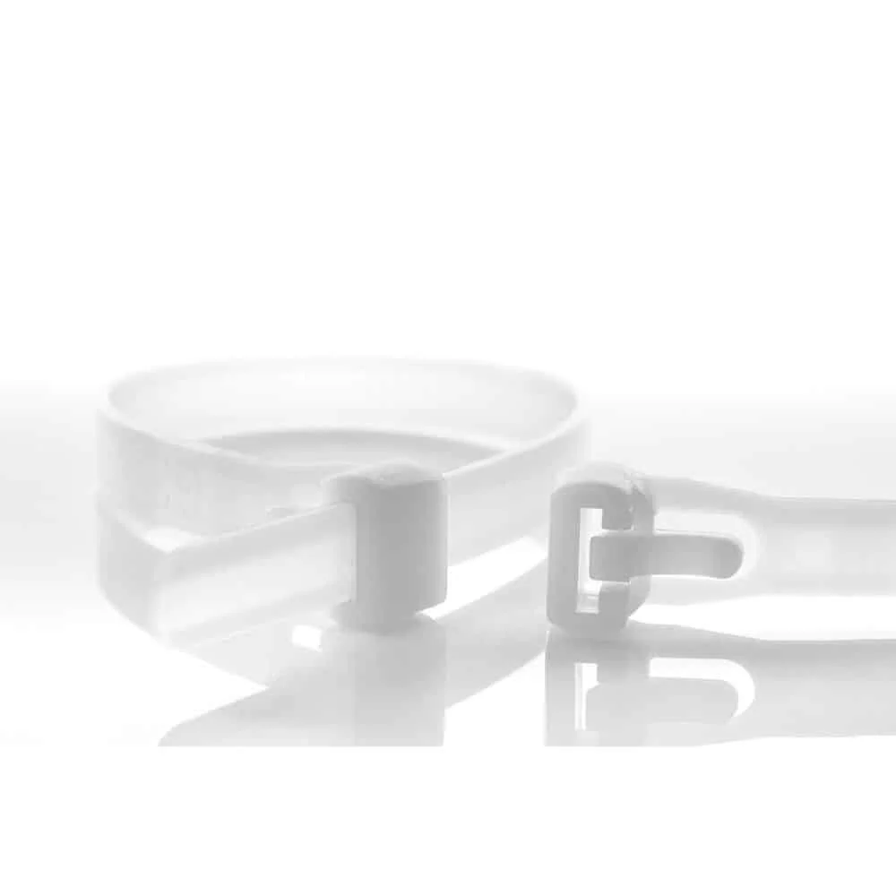"Reusable Cable Ties, 100 pcs, 100mm, Natural, Polyamide image"