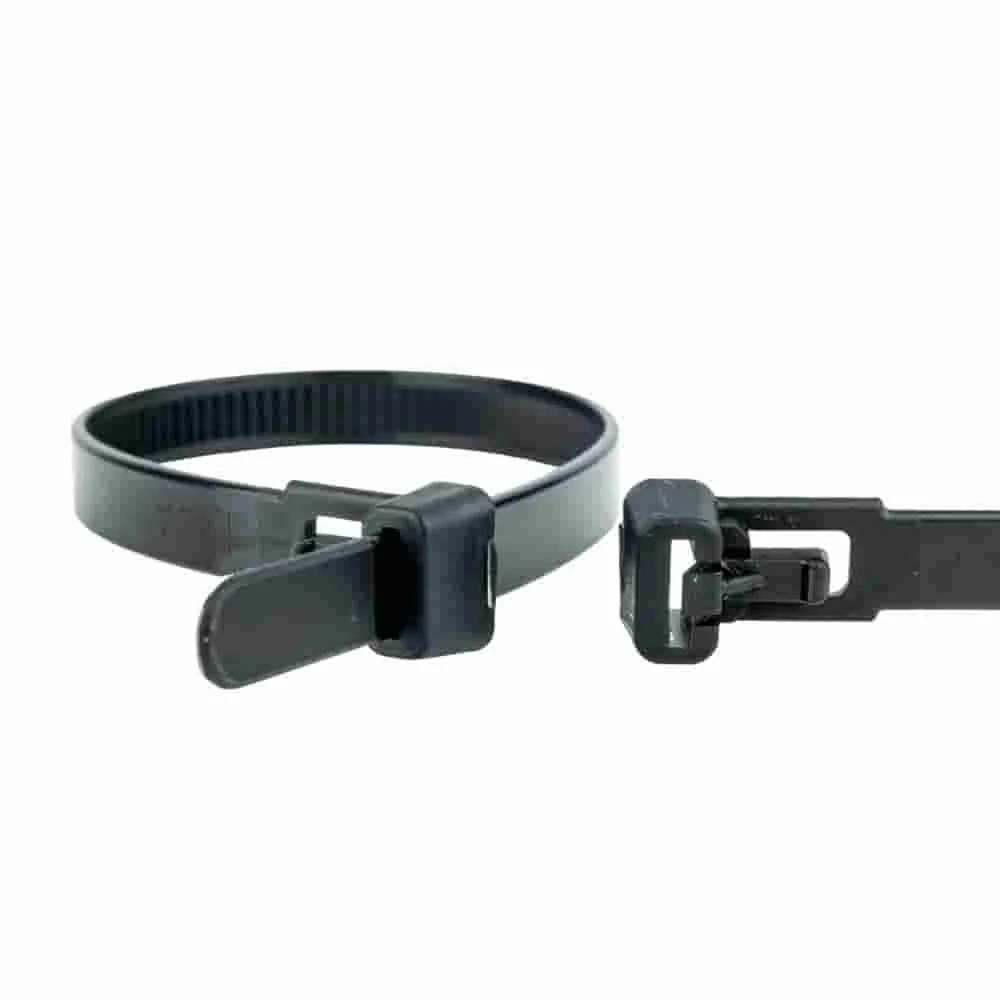 "Releasable Cable Ties, 100 pcs, 150x7.6mm, Black image"