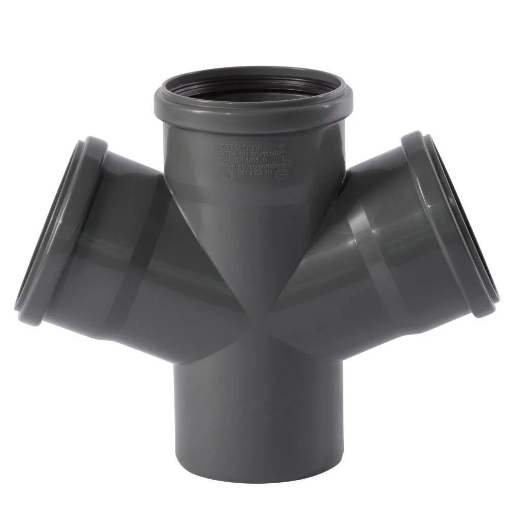 "HT Pipe 110mm Double Branch, Sewer Pipe, Waste Pipe image"