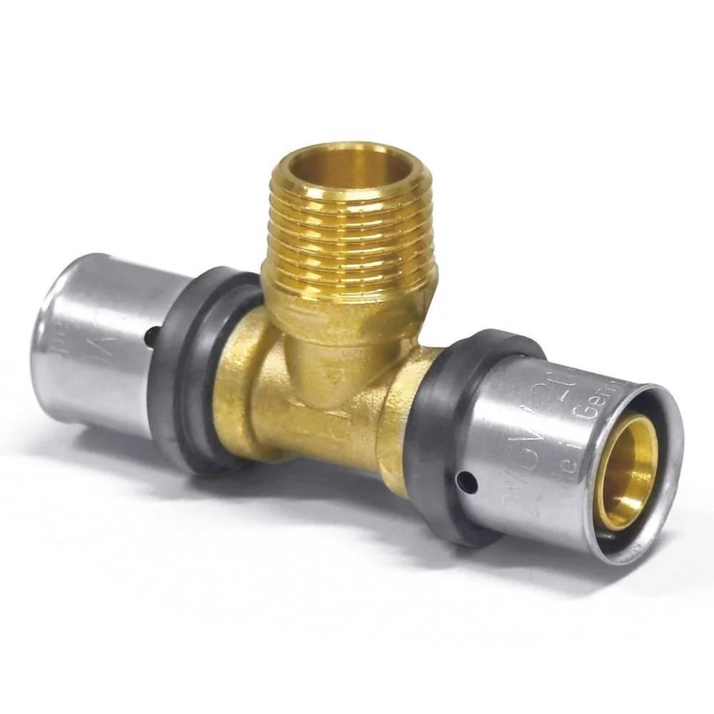 "32mm Press Fitting T-Piece with 1" Male Thread - Plumbing Connector image"