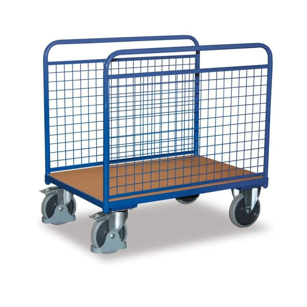 "Wire Mesh Cart with Side Rails, EasySTOP, 500kg Capacity image"