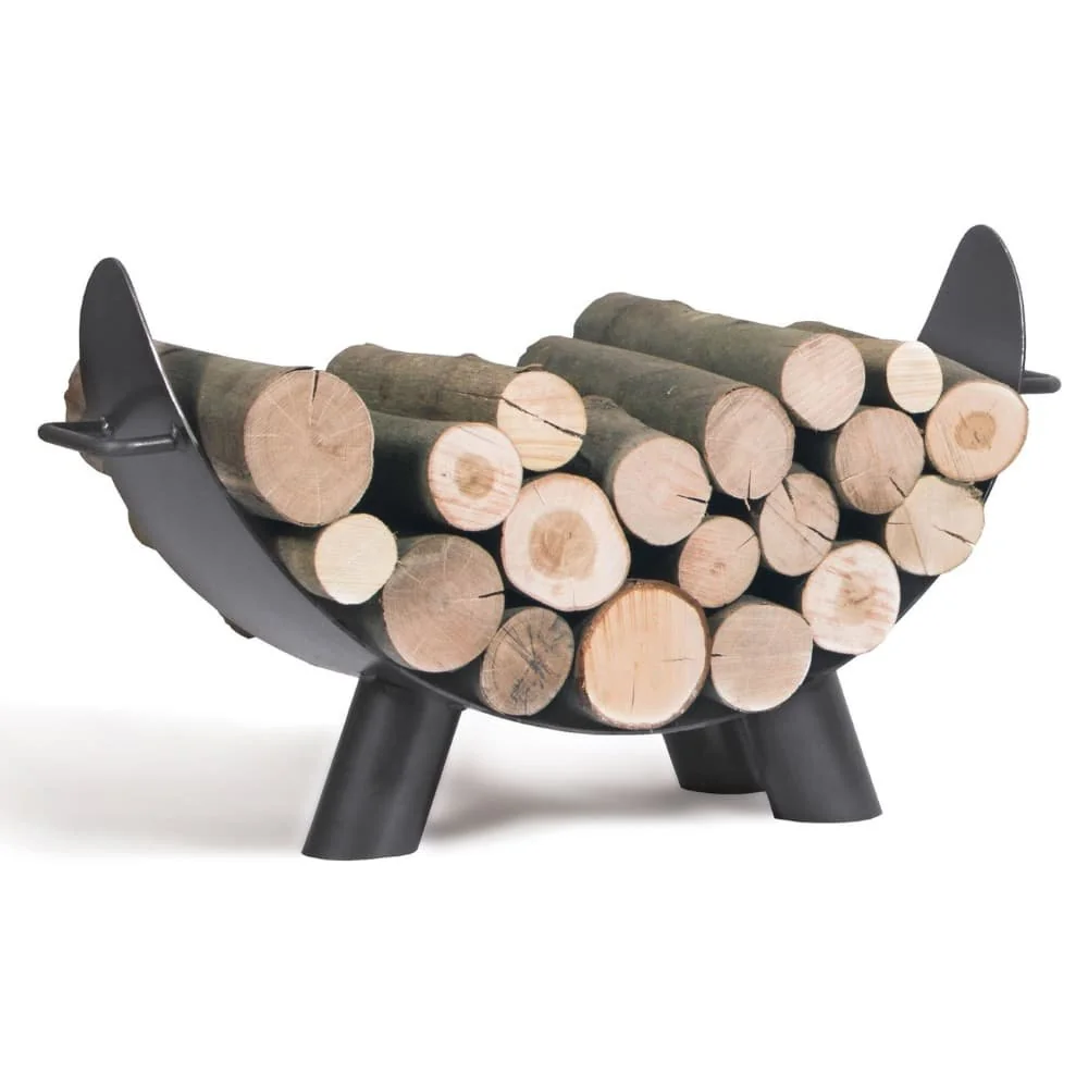"Firewood Rack Steel Log Holder Modern Weatherproof 70x44cm image"