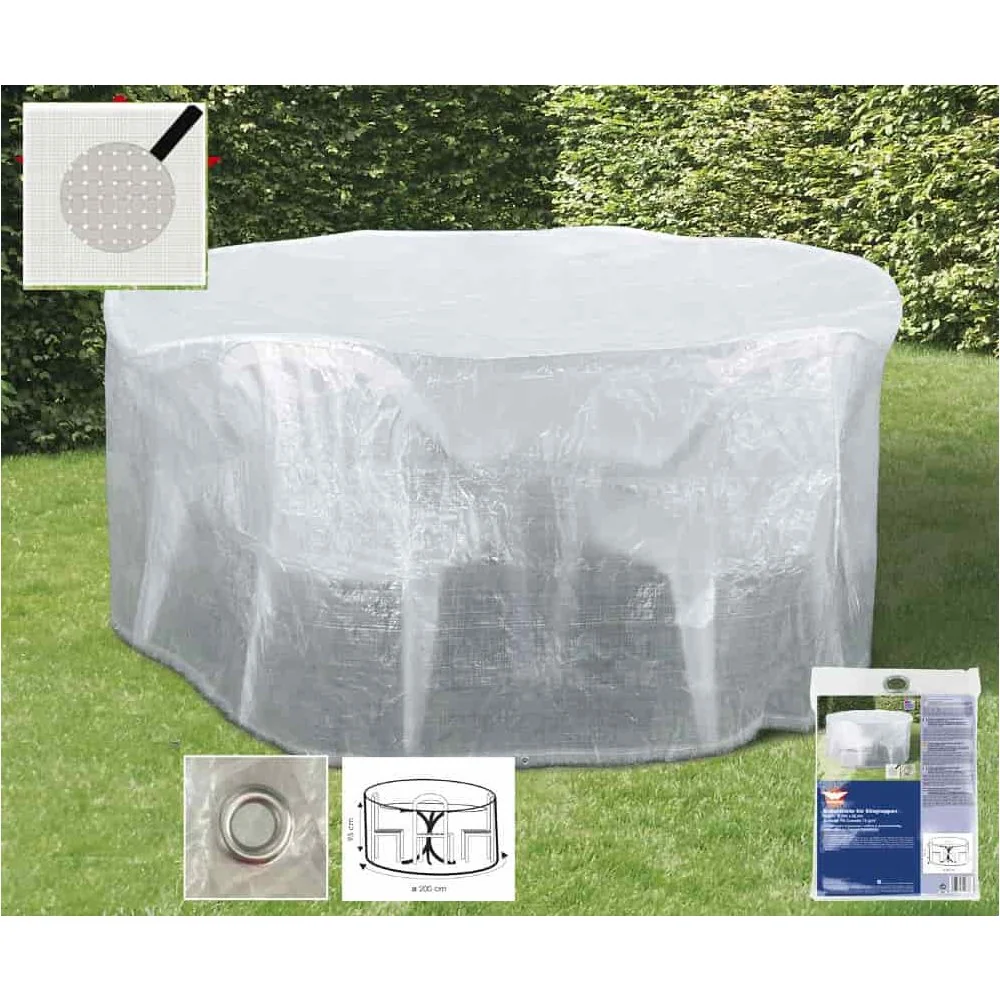 "Round Patio Furniture Cover, Clear Outdoor Furniture Cover, 200x95 cm image"