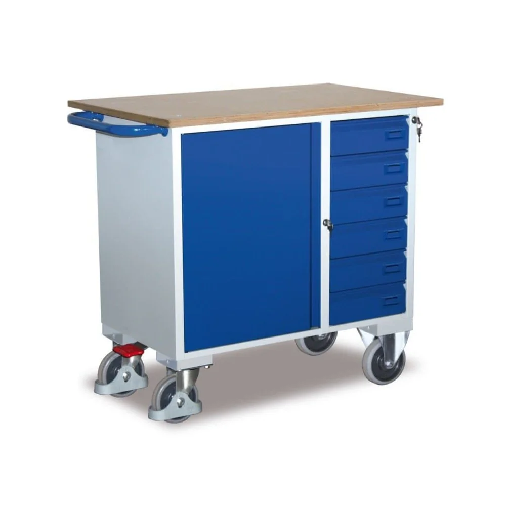 "Rolling Tool Cabinet with 6 Drawers, Storage Cabinet, and EasySTOP image"