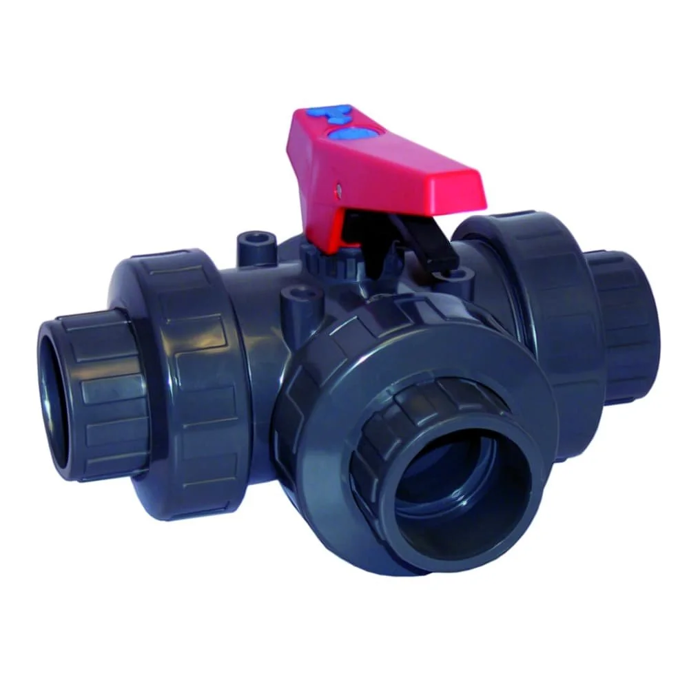 "50mm PVC 3-Way Ball Valve Socket PN10 - Control Water Flow image"