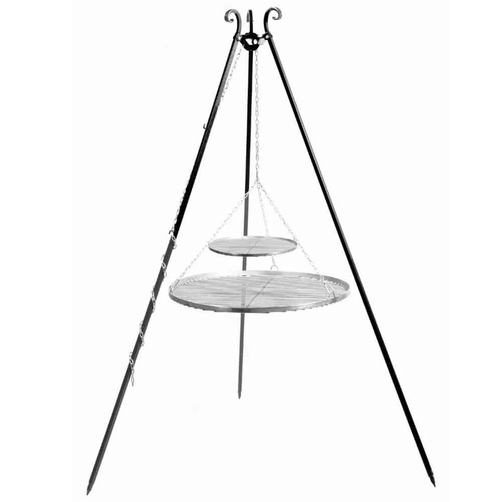"Swivel Grill Set, Tripod, Hanging Garden Grill with Double Grate image"