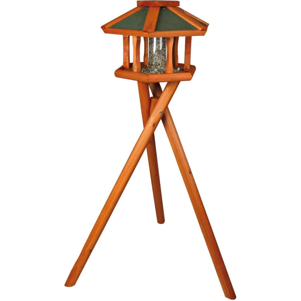 "Wooden Bird Feeder House with Stand and Silo image"