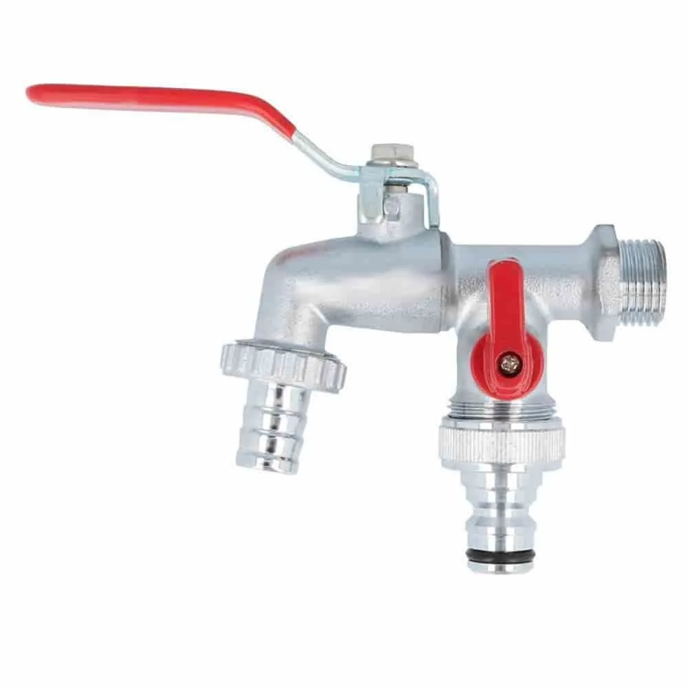 "2-Way Garden Hose Splitter - 1/2 Inch Brass Valve image"