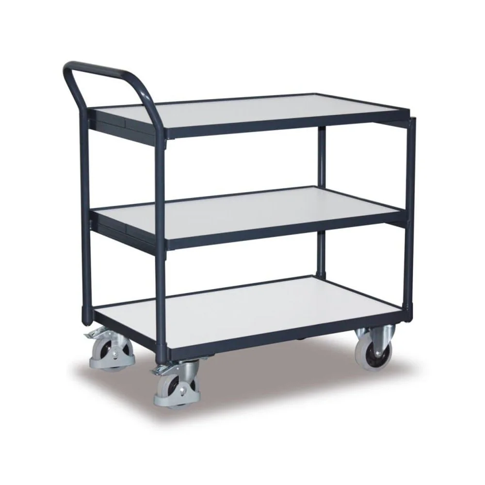 "ESD Workbench Cart with 3 Shelves, EasySTOP, 250kg Capacity image"
