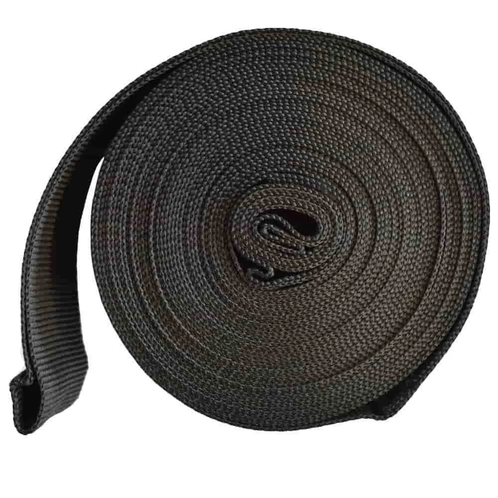 "10m Black Webbing Strap with Loops, 6cm Wide image"
