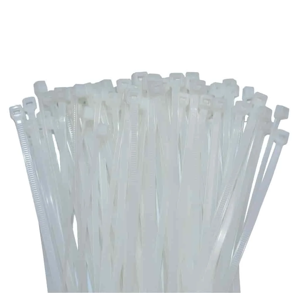 710mm Cable Ties, 100 Pack, Natural White Nylon Zip Ties