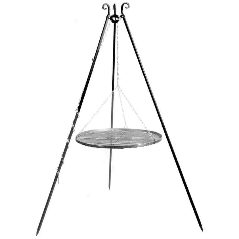 "Tripod Grill with 70cm Hanging Grill, Adjustable Height Outdoor Swing Grill image"