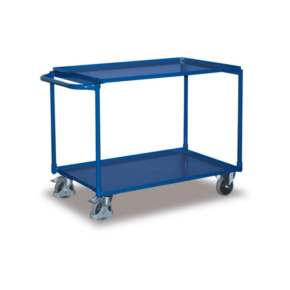 "Table Cart with 2 Levels, Trays Screwed, Edge 25 mm + EasySTOP image"