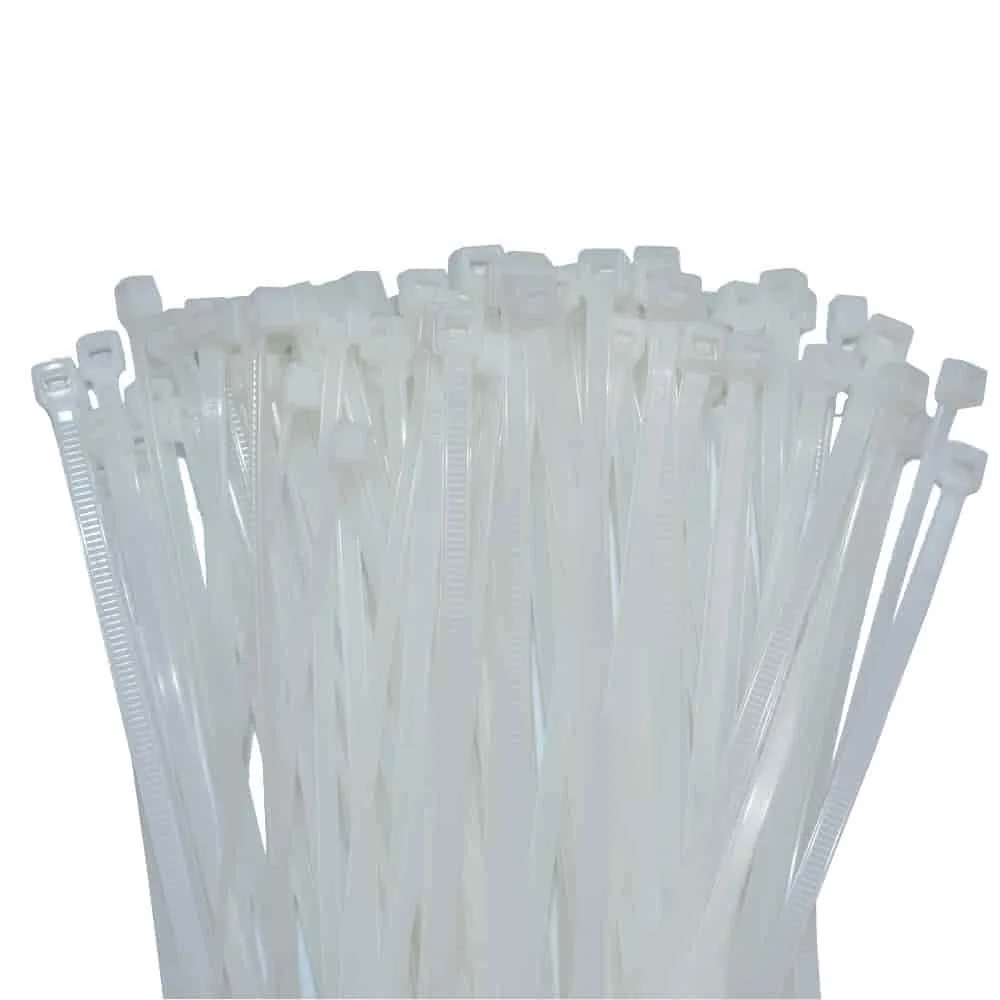 "300mm Cable Ties, 100 Pack - Heavy Duty Nylon Zip Ties, White image"