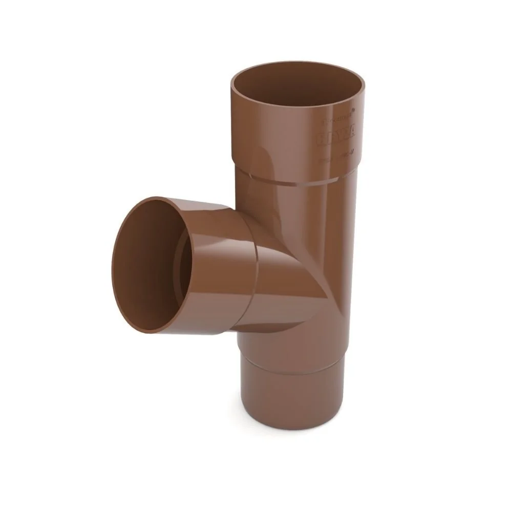 "Brown Rain Gutter T-Piece, System 90 Downspout Connector image"