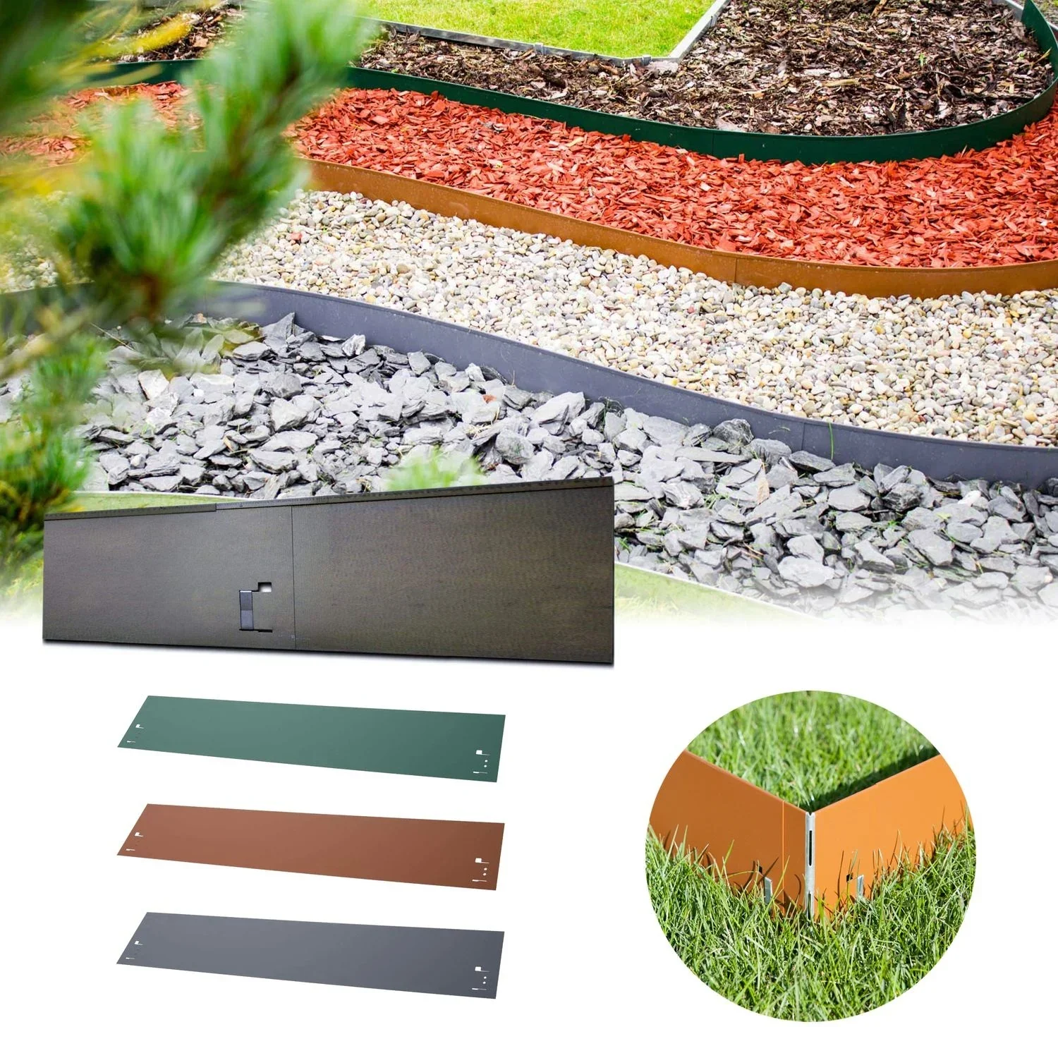 "Garden border edging 18.5 x 120 cm | Garden edging, color: unpainted image"