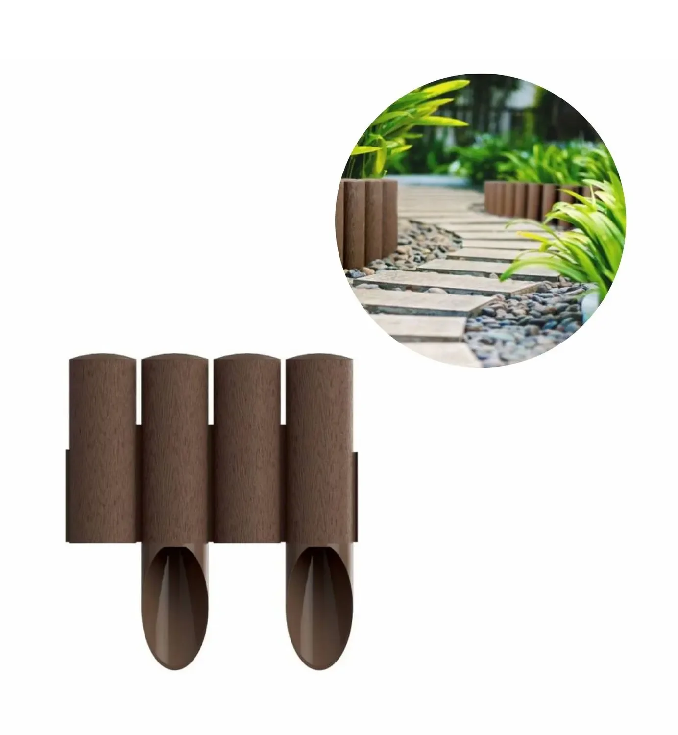 "Plastic Lawn Edging brown 23cm x 25.5 cm | Garden edging image"
