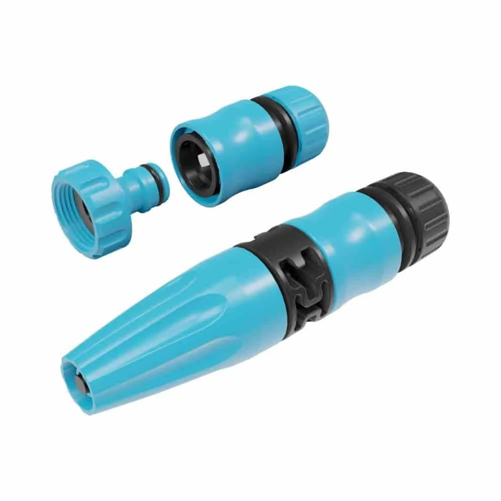 "3/4 Inch Garden Hose Connector Set with Spray Nozzle and Faucet Adapter image"