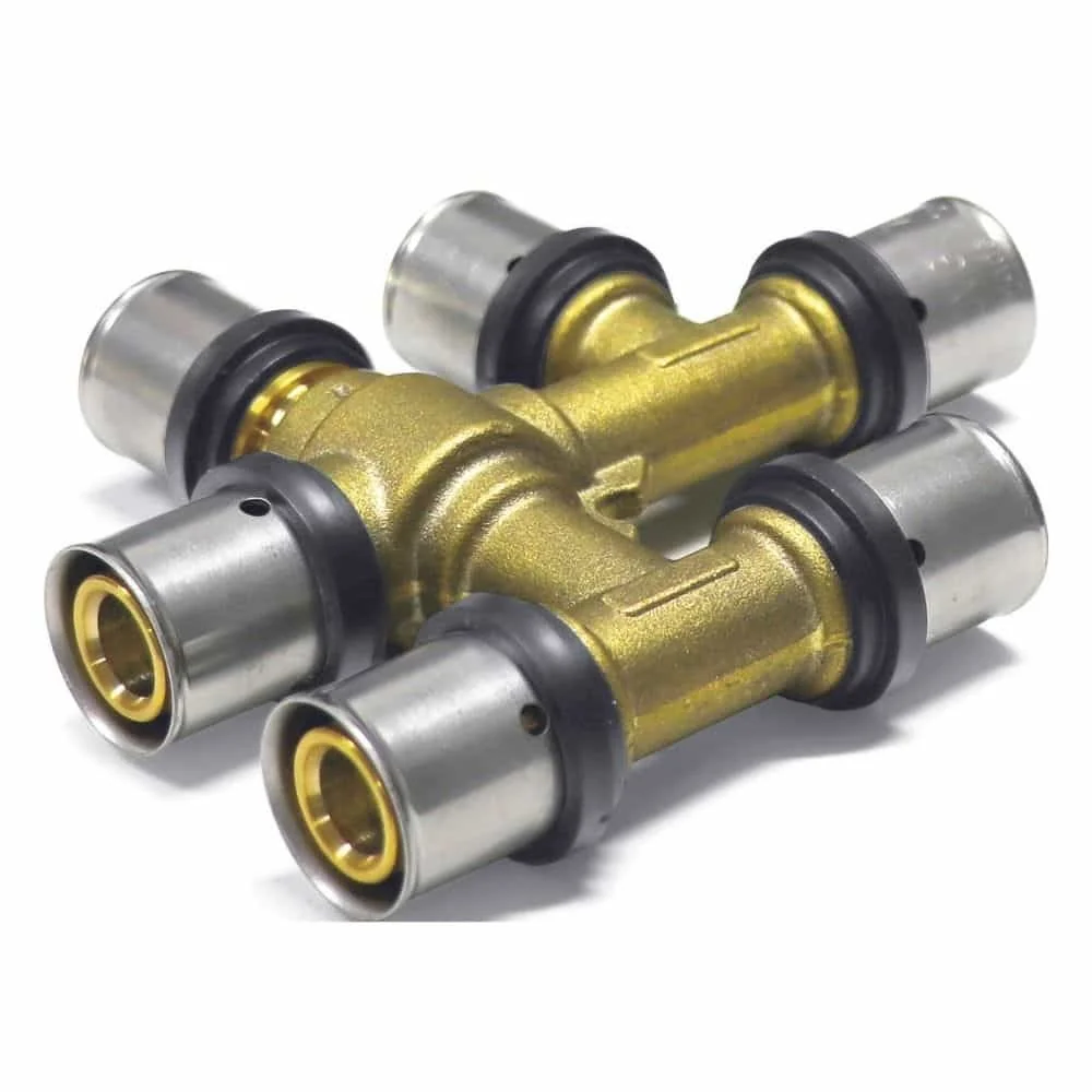 "Press fitting crossover-free T-piece 20 x 2 - 16 x 2 - 16 x 2 image"