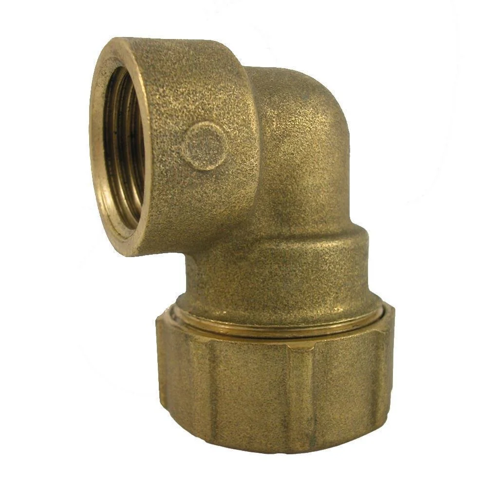 "Brass PE Pipe Fitting 90° Elbow, 25mm x 3/4" Female Thread image"