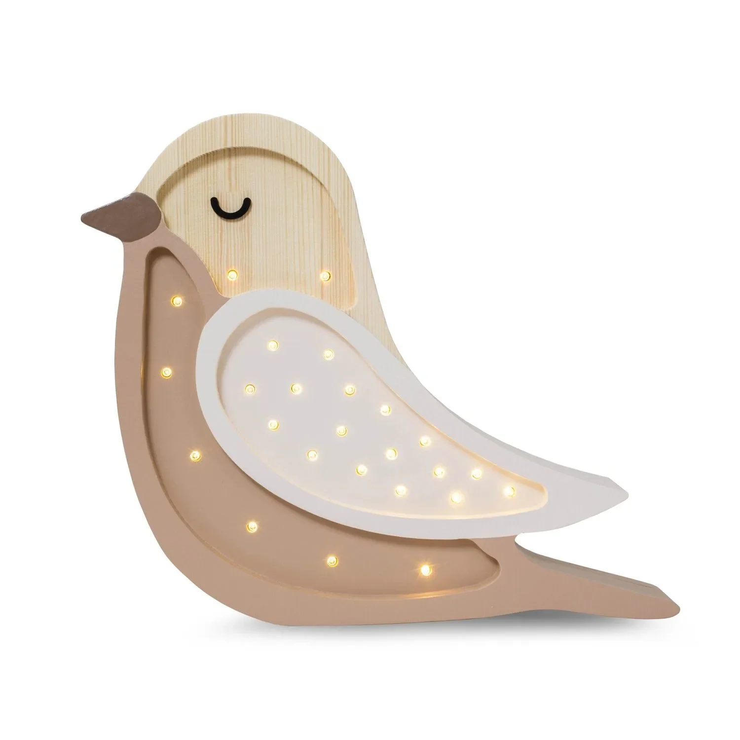 "Little Lights Children's Night Light, Bird Night Lamp - 100% Natural Pine Wood, Color: Coffee Wood image"