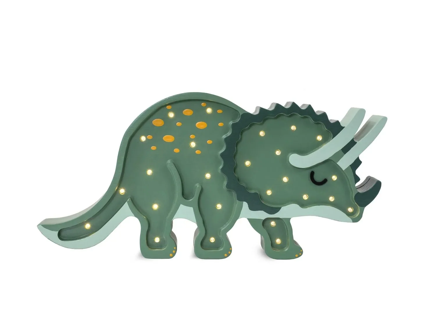 "Little Lights Children's Night Light, Triceratops Dinosaur Night Lamp - 100% Natural Pine Wood, Color: Military Green image"