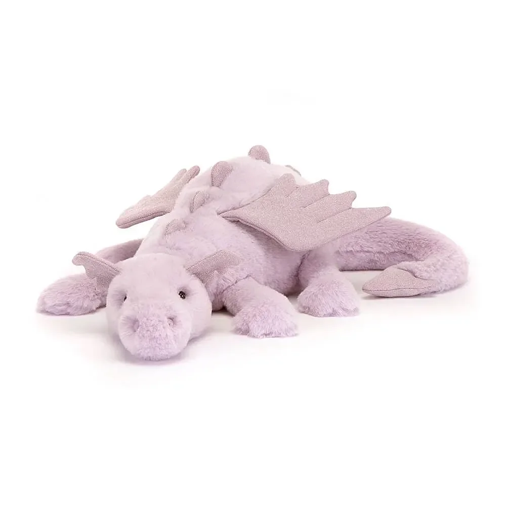 "Jellycat Soft Toy, Cuddly toy - Lavender Dragon, Size: Medium - H12 X W50 CM image"
