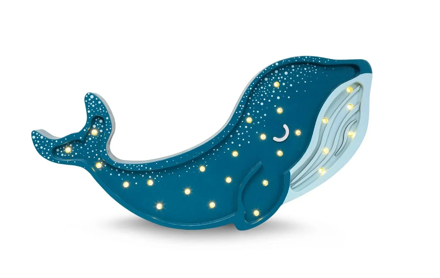 Little Lights children's night light, whale night lamp – 100% natural pinewood, color: Galaxy teal