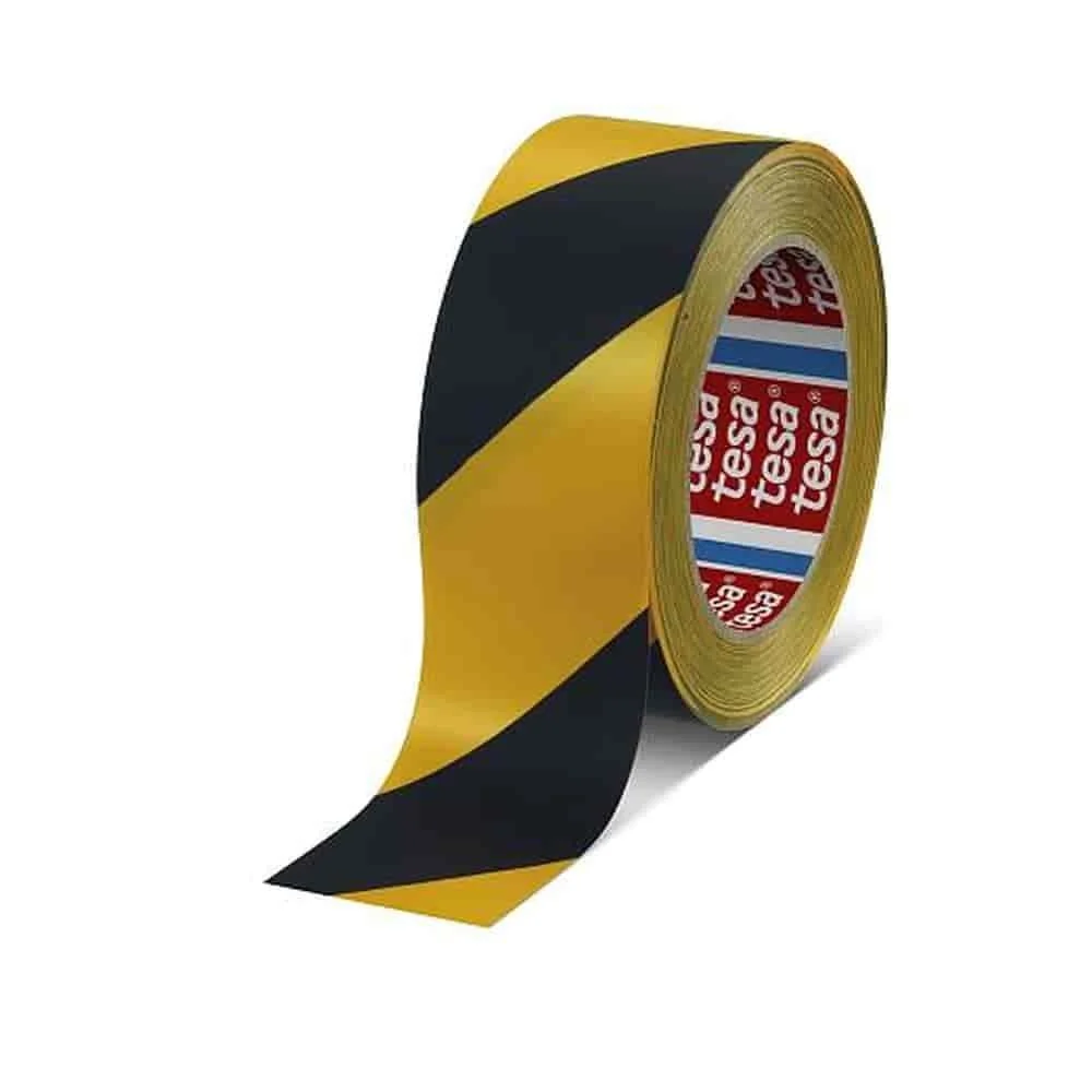 Hazard Tape, Black and Yellow PVC Floor Marking Tape, 50mm x 33m